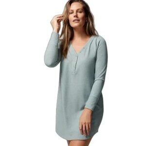 Soma Cozy Waffle Long Sleeve Sleepshirt - Heather Jade Size L